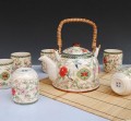 手提式陶瓷茶具（紅花朵）