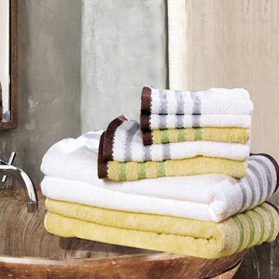 經典純棉素色面方巾兩件套（白+黃）